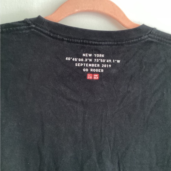 2019 US Open NYC Black Roger Federer GO UNIQLO Tennis T shirt S men’s collector - Picture 6 of 7